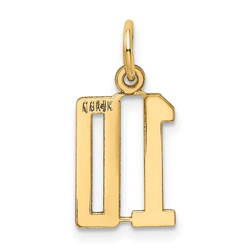 14k Small Elongated Number 10 Charm LES10