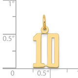 14k Small Elongated Number 10 Charm LES10