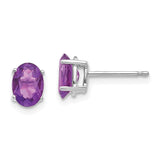 14k White Gold 7x5mm Oval Amethyst Post Earrings XE87WAM