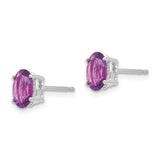 14k White Gold 7x5mm Oval Amethyst Post Earrings XE87WAM