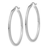 14k White Gold 2x40mm Square Tube Hoop Earrings T1079