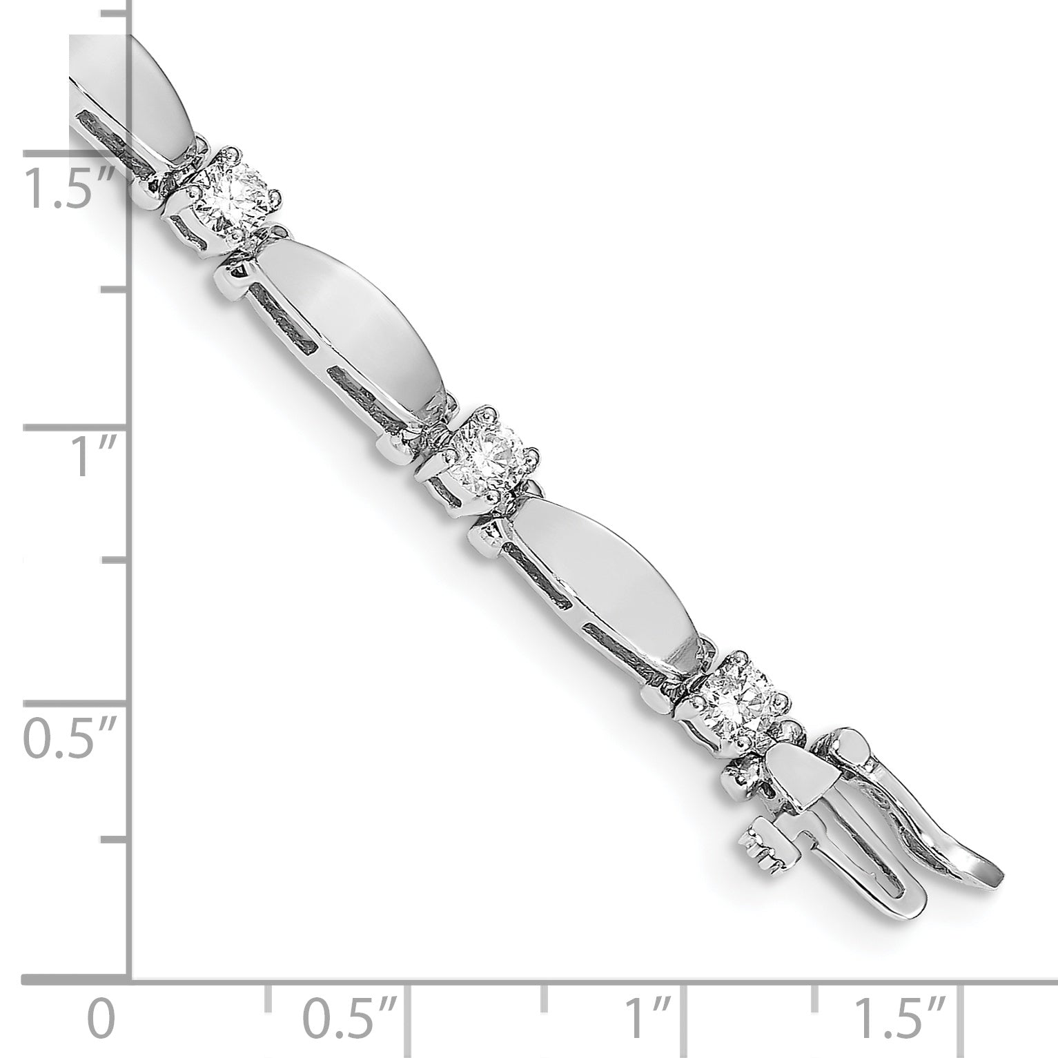 14k White Gold Complete 1.87 carat Round VS Diamond Curved Bar Link 7 inch Tennis Bracelet X2362WVS