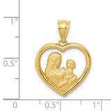 14k Polished and Satin Mom and Baby Heart Charm K4753