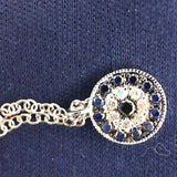 14K White Gold Sapphire & Diamond Pendant (0.12 ctw)