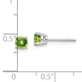 14k White Gold 4mm Round Peridot Post Earrings XE71WPE