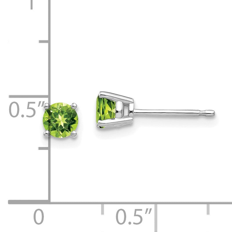 14k White Gold 4mm Round Peridot Post Earrings XE71WPE
