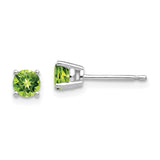 14k White Gold 4mm Round Peridot Post Earrings XE71WPE