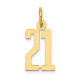 14k Small Elongated Number 21 Charm LES21