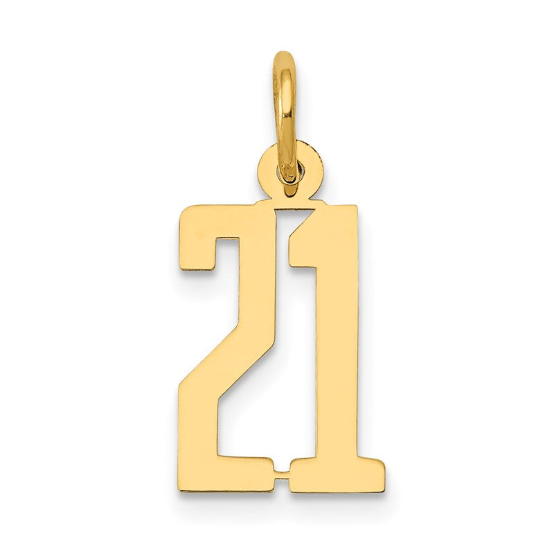 14k Small Elongated Number 21 Charm LES21
