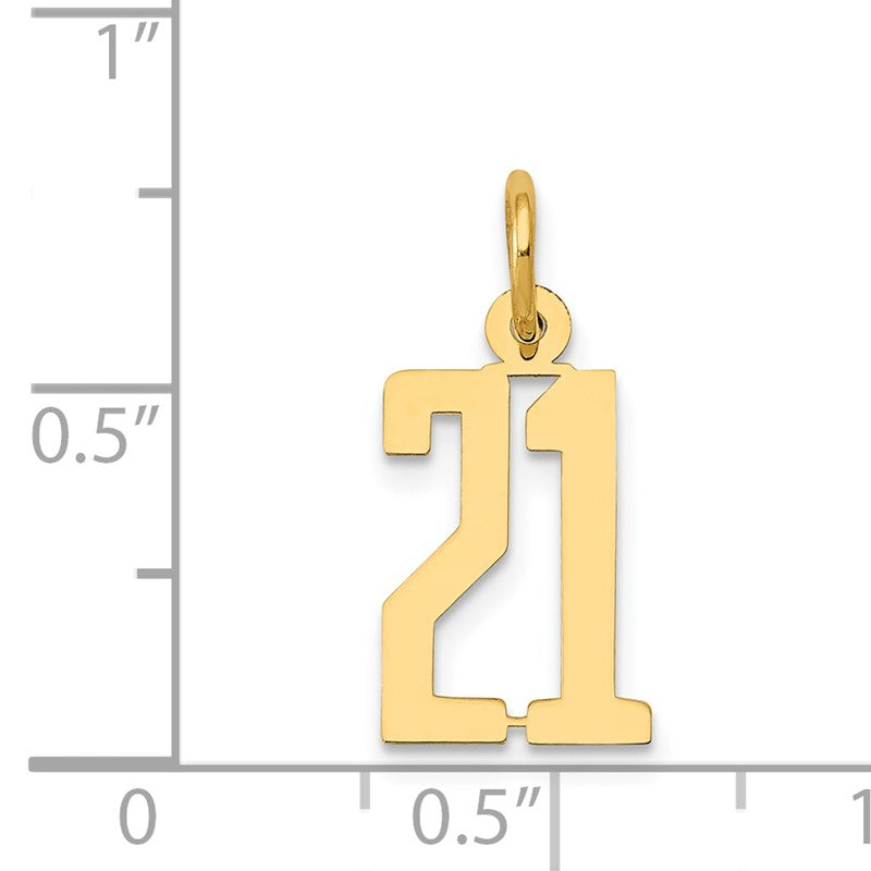 14k Small Elongated Number 21 Charm LES21