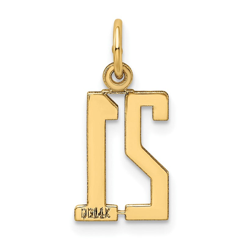 14k Small Elongated Number 21 Charm LES21