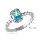 Sterling Silver Ruby CZ July Birthstone Ring - Rhodium Plated Solitaire, Size 7