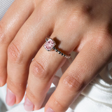 Sterling Silver October Birthstone Ring - Rhodium Plated Pink CZ Solitaire, Size 7