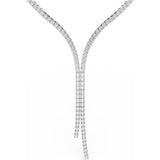 Swarovski Matrix Y Necklace - Round Cut White Zirconia Rhodium Plated 5707988
