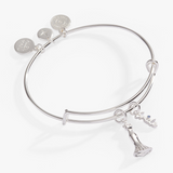 Alex and Ani Bridal Gown Duo Charm Bangle Silver Tone