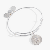 Alex and Ani Initial R Starburst Texture Pave Bangle Silver Tone
