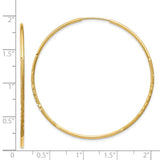 14k 1.2x45mm Satin Diamond-cut Endless Tube Hoop Earrings XY1222