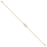 14k Two-tone Circle and Diamond-cut Beads 9 inch Plus 1 inch Bead Dangle Extender - Total 10 inch Anklet ANK228