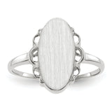 14k White Gold 7.0x14.5mm Open Back Signet Ring RS560