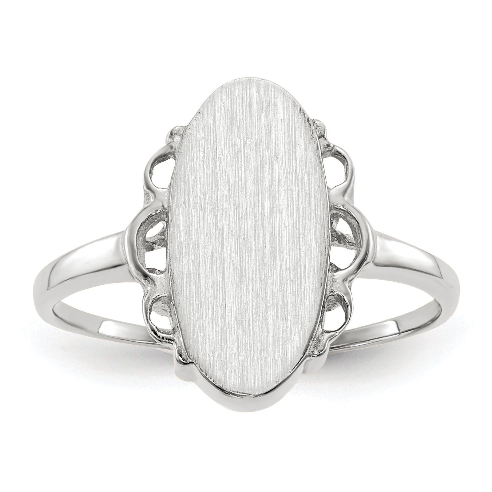 14k White Gold 7.0x14.5mm Open Back Signet Ring RS560