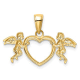 14k Flying Cherubs Holding Heart Pendant K5163