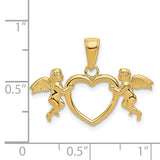14k Flying Cherubs Holding Heart Pendant K5163