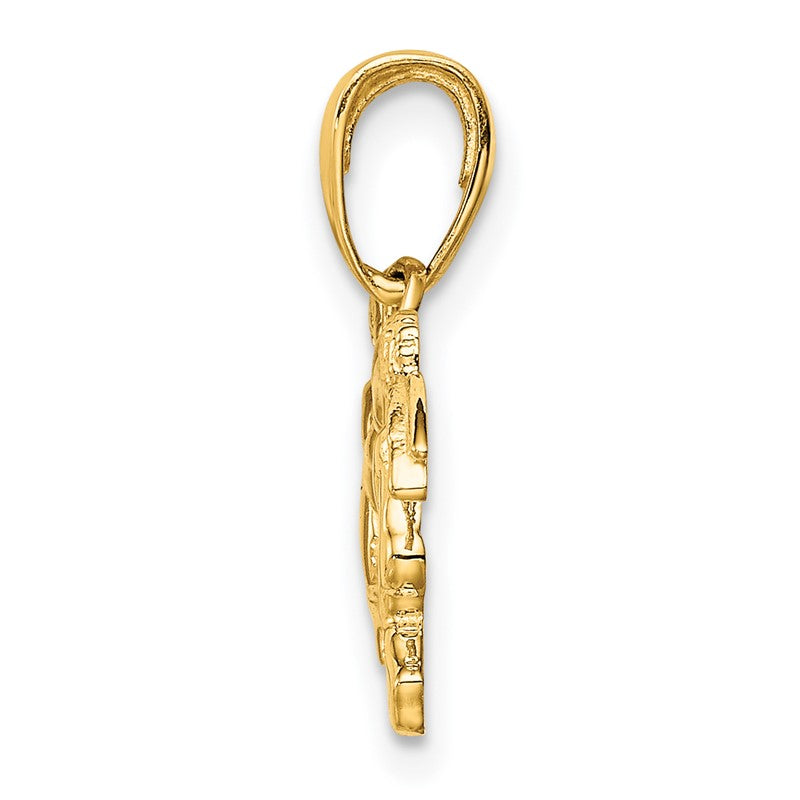 14k Flying Cherubs Holding Heart Pendant K5163