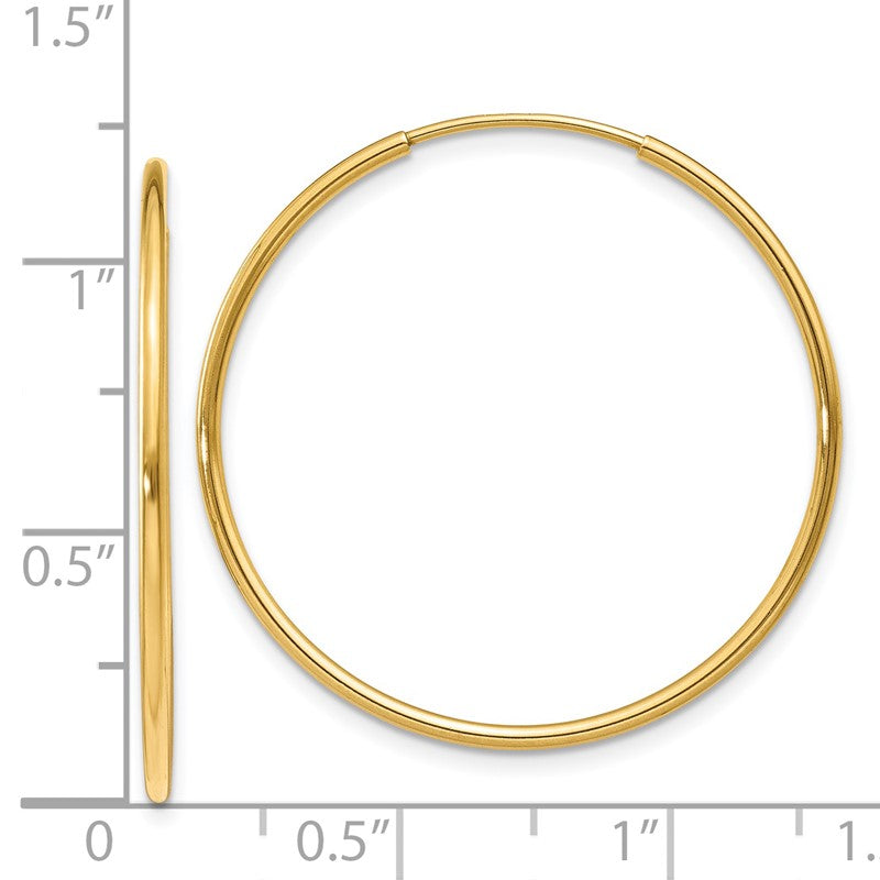 14k 1.2x30mm Polished Endless Tube Hoop Earrings XY1206