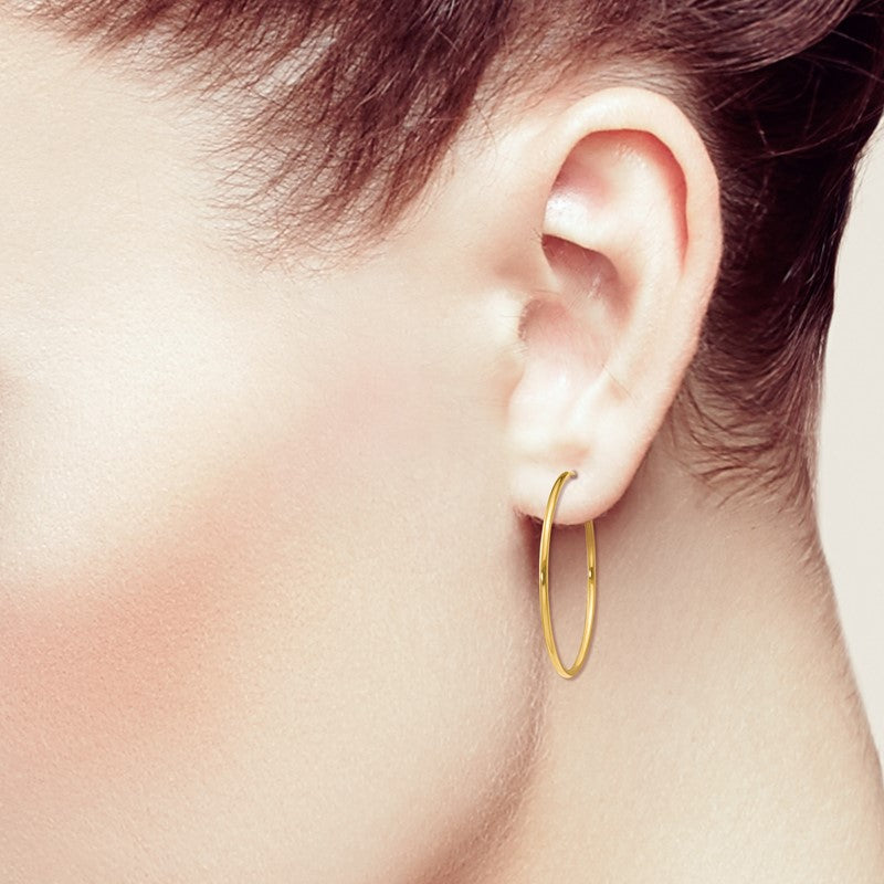 14k 1.2x30mm Polished Endless Tube Hoop Earrings XY1206