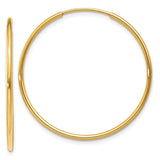 14k 1.2x30mm Polished Endless Tube Hoop Earrings XY1206