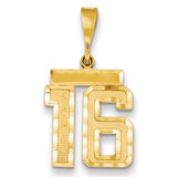 14k Medium Diamond-cut Number 16 Charm MN16