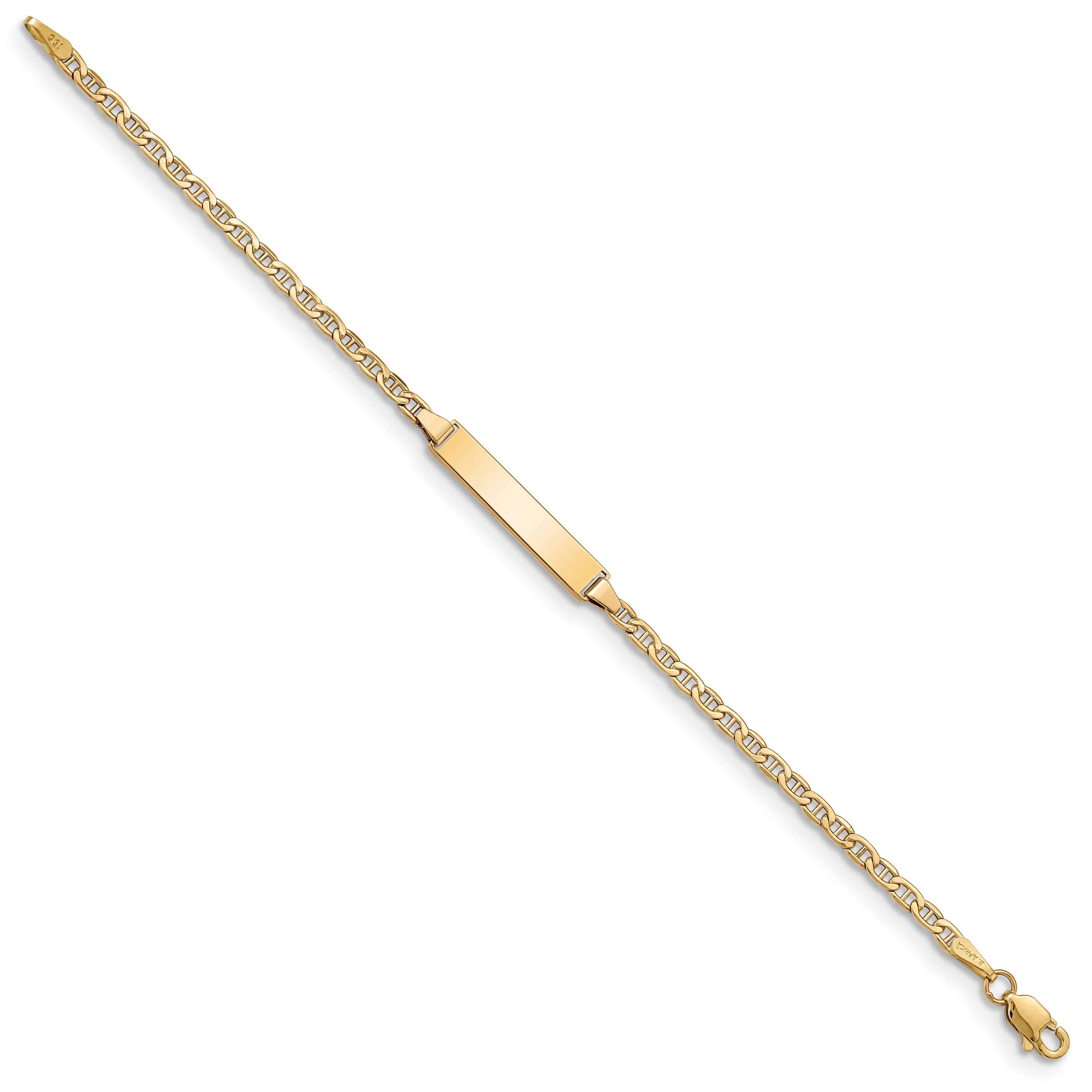 14k Polished Semi-Solid Chain/Solid Plate Anchor Link 20.5x4.5mm Plate 5.5 inch Baby/Child ID Bracelet DCID137