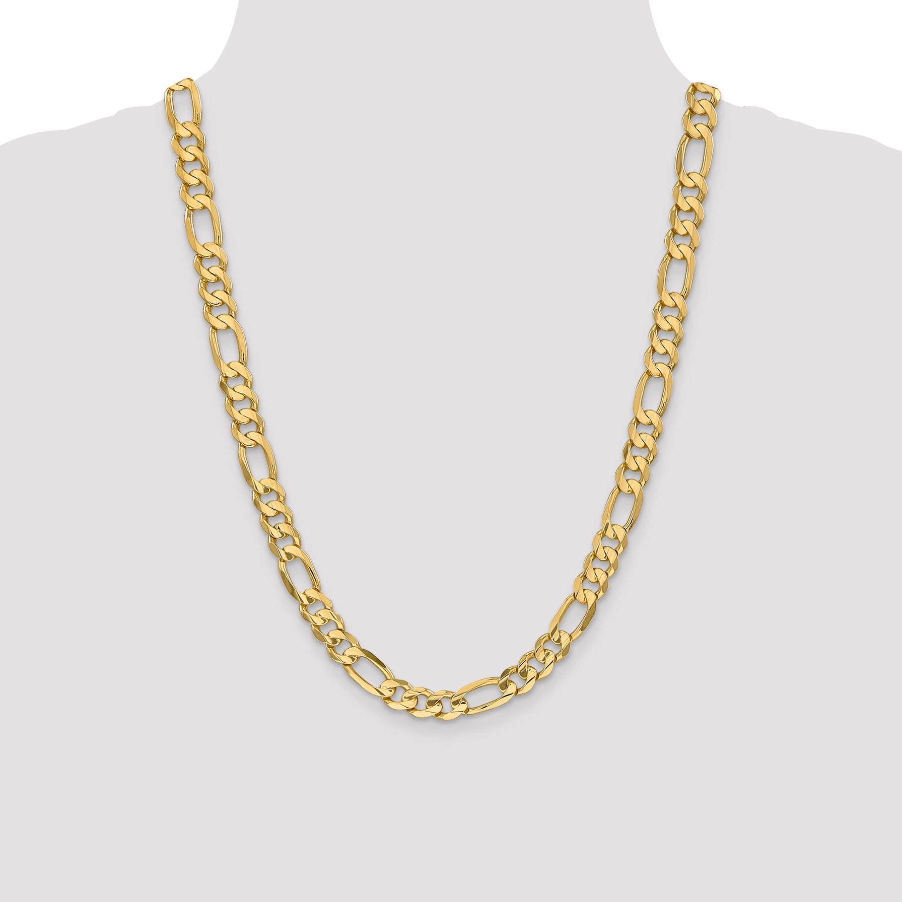14K 22 inch 8.75mm Concave Open Figaro with Lobster Clasp Chain LFG220