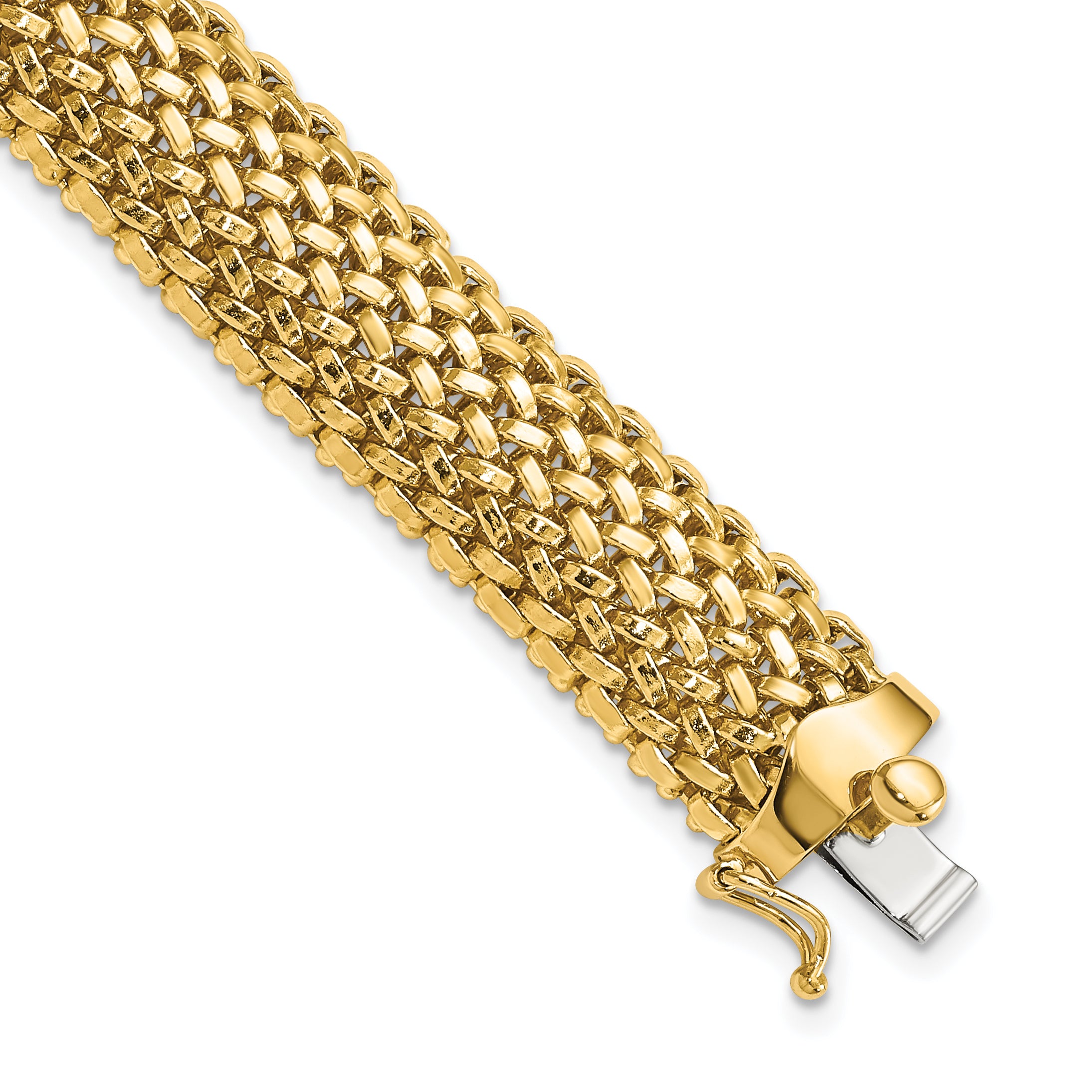 14k Polished 12.5mm Mesh 7.25 inch Bracelet SF597