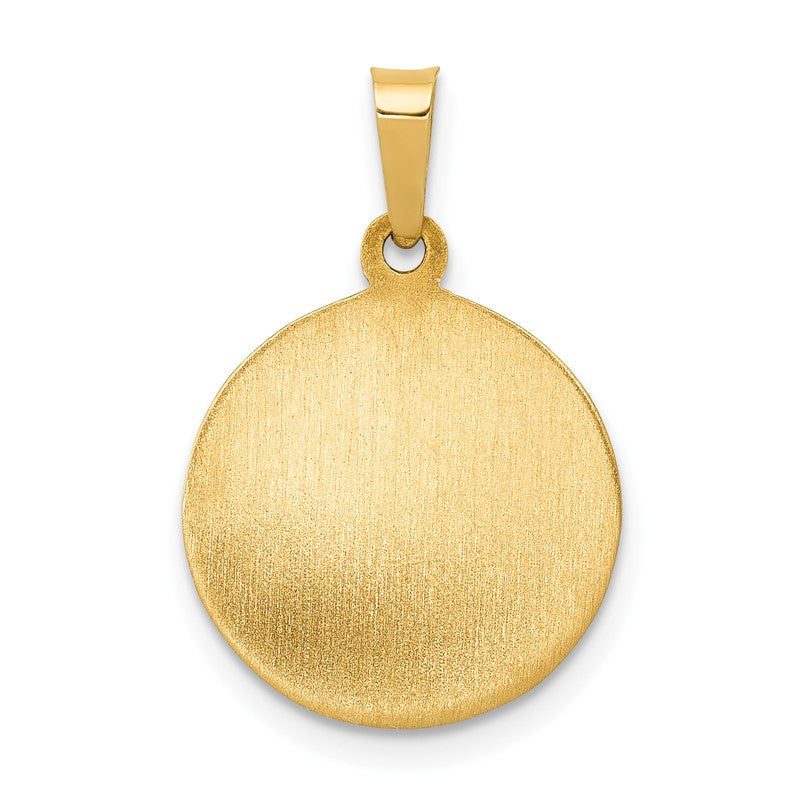 14k Polished and Satin Hollow FIRST HOLY COMMUNION Medal Round Pendant XR1388