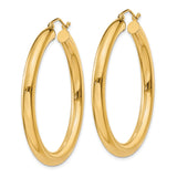 14K 4x40mm Polished Tube Hoop Earrings T947