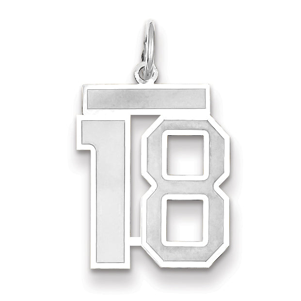 14kw Medium Satin Number 18 Charm WSM18