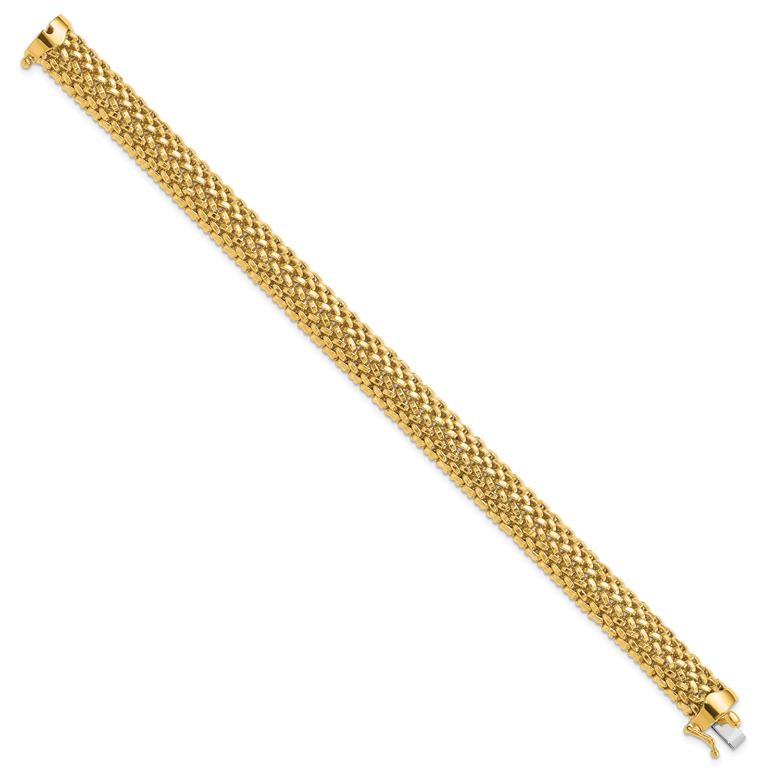 14k Polished 9.25mm Mesh 7.25 inch Bracelet SF596