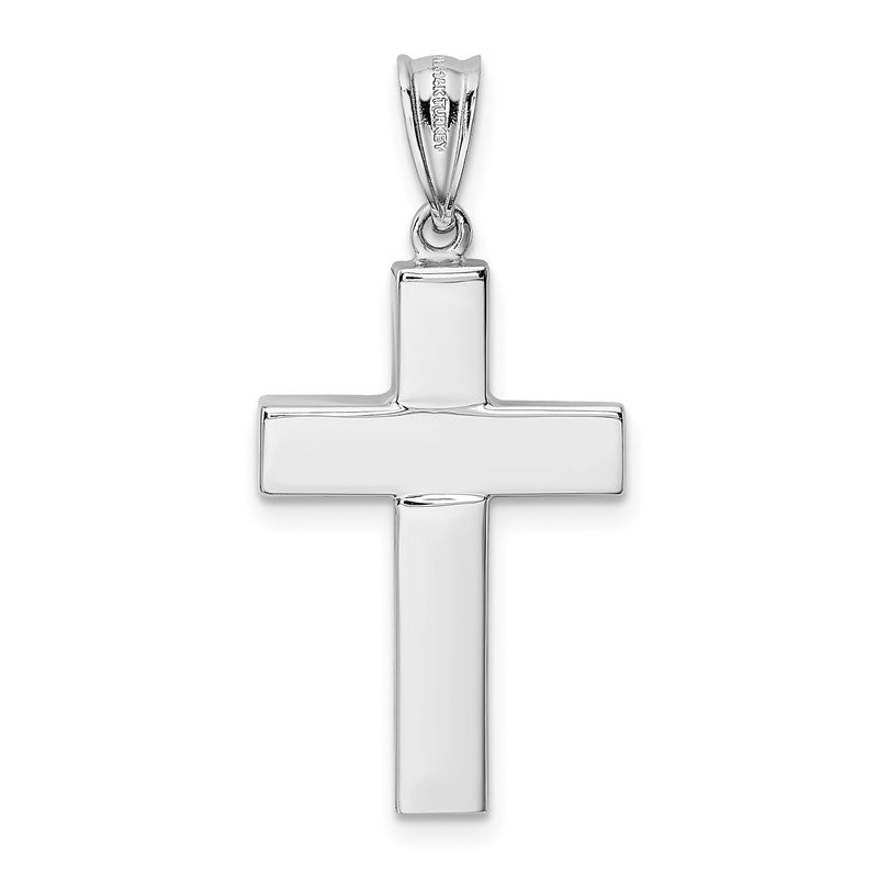 14k White Gold Polished Hollow Cross Pendant K4999