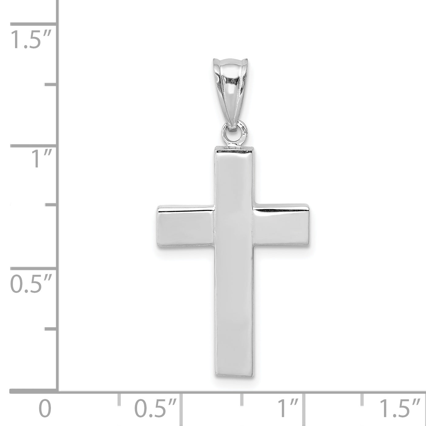 14k White Gold Polished Hollow Cross Pendant K4999