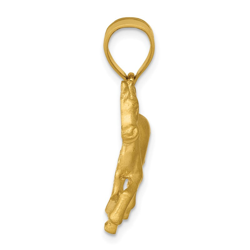 14K Satin Diamond-cut Trotting Horse Pendant C4067