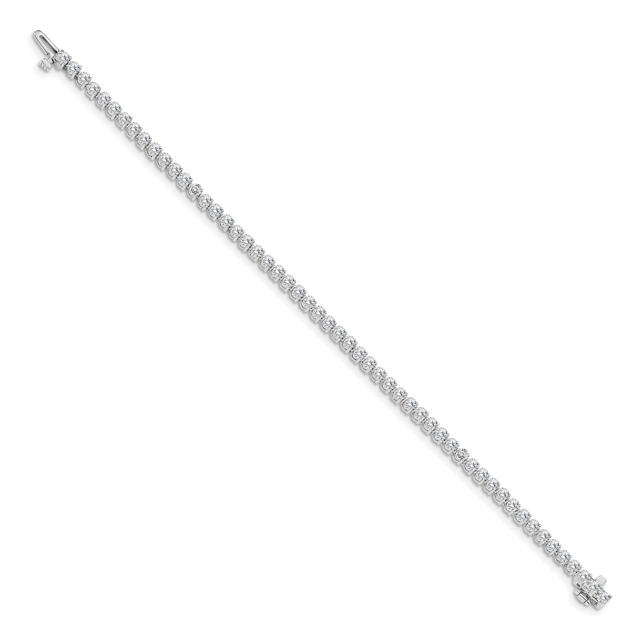 14k White Gold Complete 2.4 carat Round AAA Diamond 3-prong 7 inch Tennis Bracelet X2837WAAA