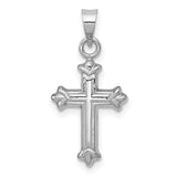 14k White Gold Fleur de Lis Hollow Cross Charm K6249