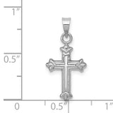14k White Gold Fleur de Lis Hollow Cross Charm K6249