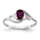 14k White Gold 6x4mm Oval Rhodolite Garnet Ring Y2094RG