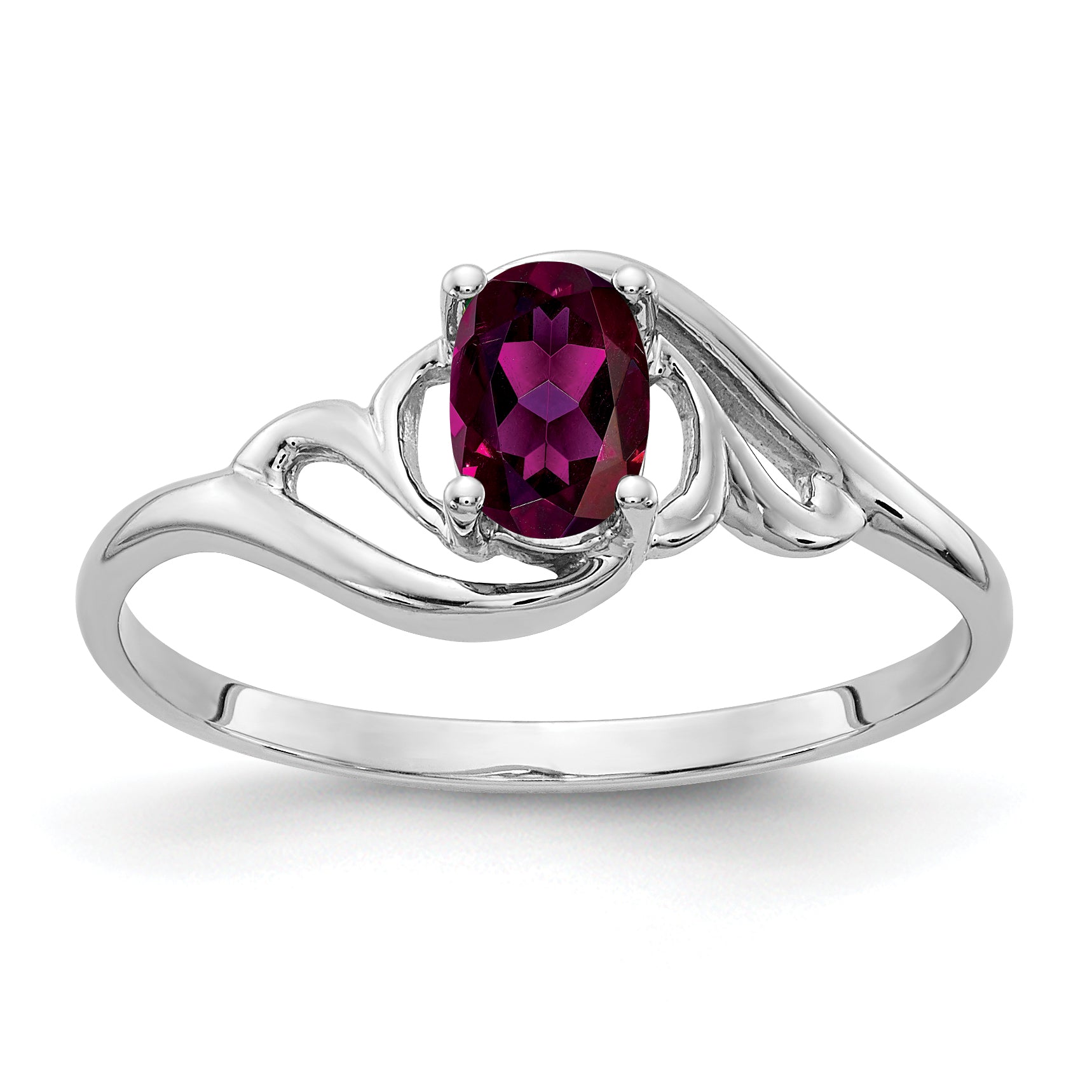 14k White Gold 6x4mm Oval Rhodolite Garnet Ring Y2094RG