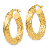 14k Textured Tube Hoop Earrings TF927