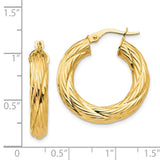 14k Textured Tube Hoop Earrings TF927