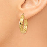 14k Textured Tube Hoop Earrings TF927