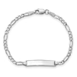 14k White Gold Polished Semi-Solid Chain/Solid Plate Figaro Link 19.5x4.5mm Plate 5.5 inch Baby/Child ID Bracelet DCID134W